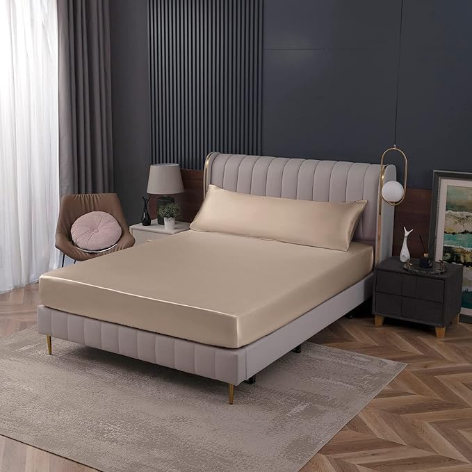 Homiest Taupe Satin Fitted Sheet - Image 7