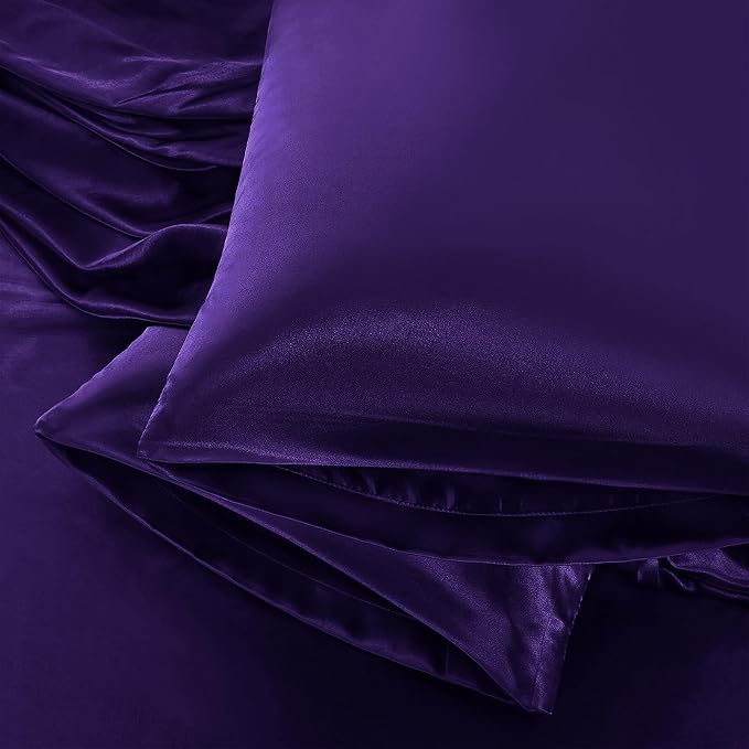 Aormenzy Satin Body Pillow Cover Set of 2, 20x54 Inches Purple Body Pillow Case - Image 6
