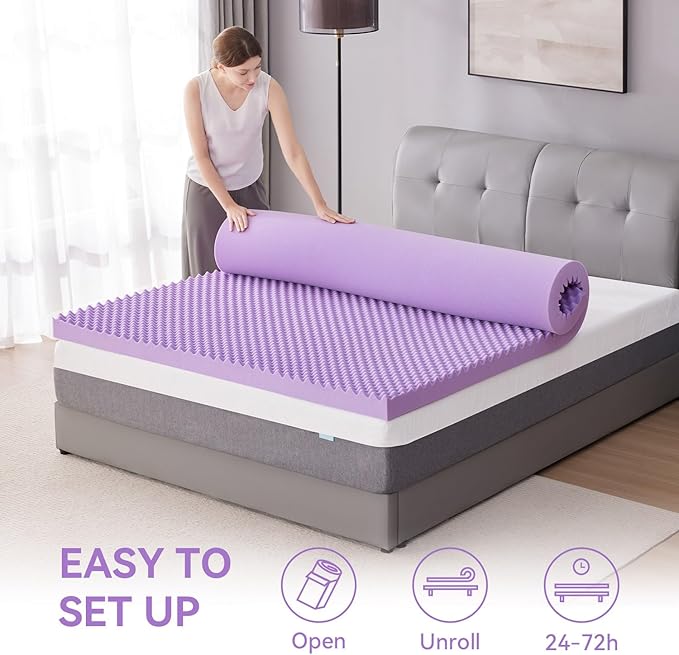 SINWEEK 2 Inch Egg Crate Memory Foam Mattress Topper Queen Size, Soft Mattress - Image 6