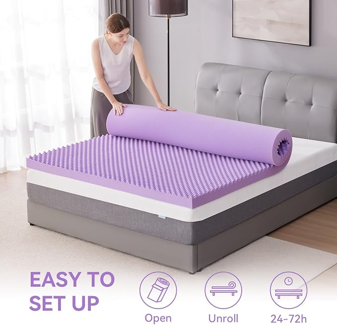SINWEEK 3 Inch Egg Crate Memory Foam Mattress Topper Queen Size, Soft Mattress - Image 6