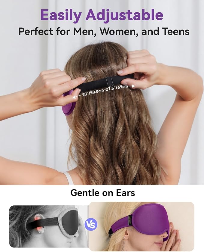 Weighted Blackout Sleep Mask for Women, 3D Contoured Zero Eye Pressure - Image 5