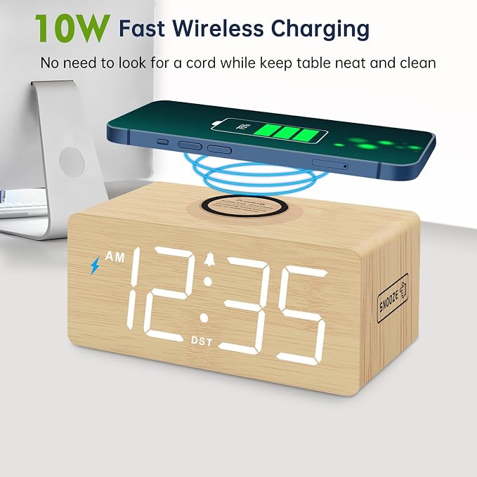 DreamSky Wooden Digital Alarm Clock - Image 2