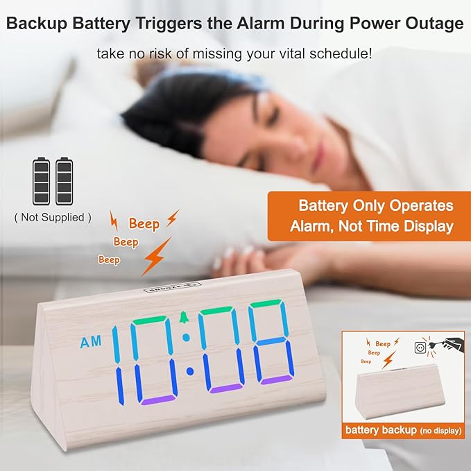 DreamSky Wooden Digital Alarm Clock - Image 6