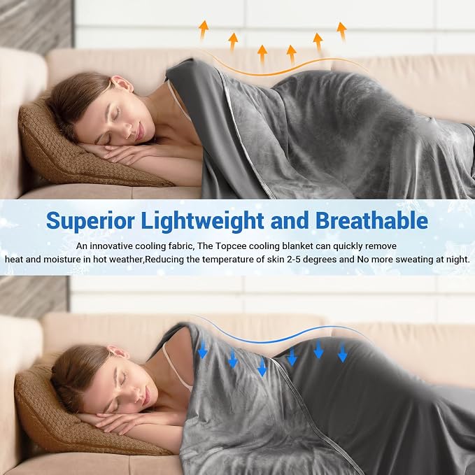 Topcee Cooling Blanket for Hot Sleepers, Absorbs Heat to Keep Body Cool for - Image 6