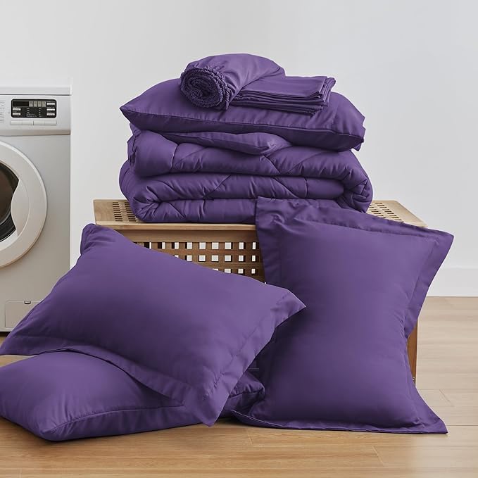 Love's cabin King Size Comforter Set Purple, 7 Pieces King Bed in a Bag - Image 6