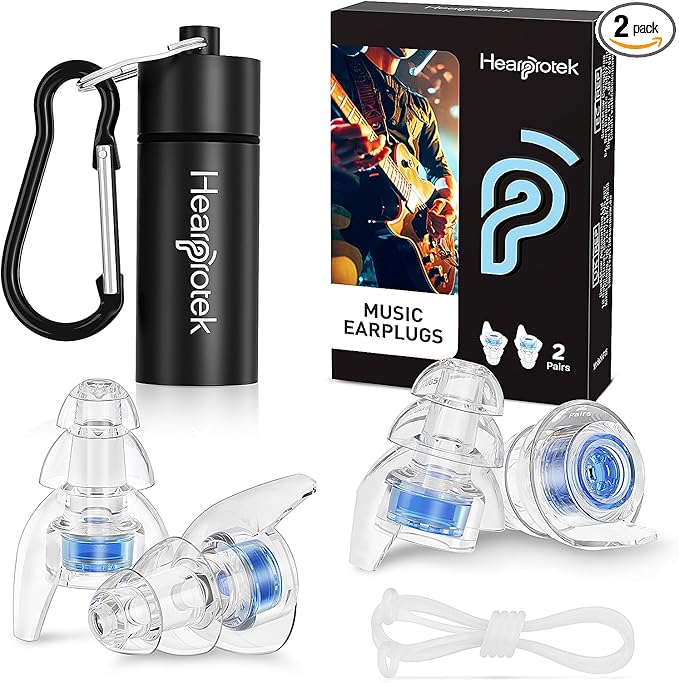 Hearprotek Concert Ear Plugs, 2Pairs Reusable high Fidelity Musician Ear Plugs by Hearprotek