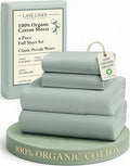 LANE LINEN 100% Organic Cotton Full Sheets Set, Soft & Comfy Percale Weave by LaneLinen