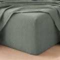MooMee Fitted Bottom Sheet Only 100% Washed Cotton Linen Like Textured by MOOMEE