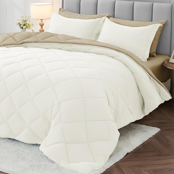 MUXHOMO 7 Pieces King Comforter Set, Reversible Bed in a Bag King Size by MUXHOMO