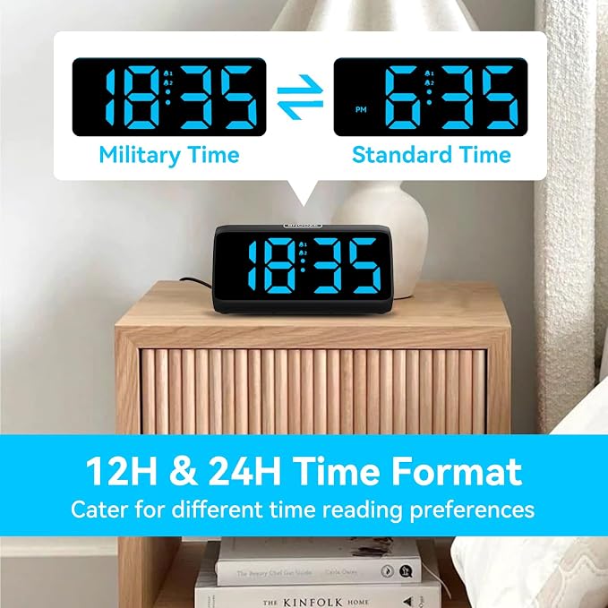 Netzu Digital Alarm Clocks for Bedrooms, Loud Alarm Clock - Image 7