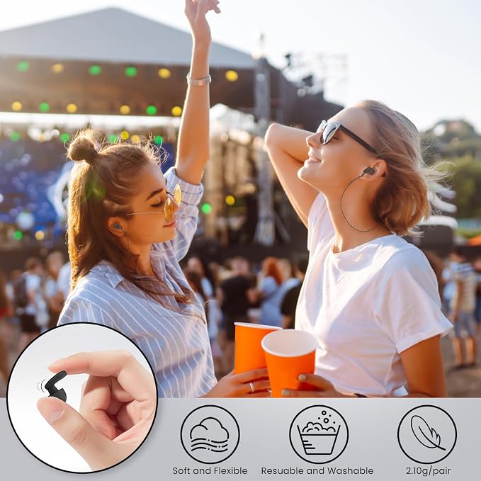 2 Pairs of Ear Plugs for Sleeping, Reusable Hearing Protection Earplugs - Image 6
