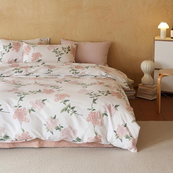 MKXI Flower Duvet Cover Girl Duvet Cover Full Pink Lilac Floral White Print - Image 2