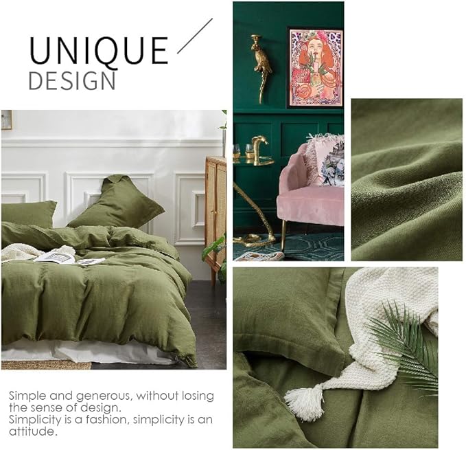 Simple&Opulence 100% Linen Duvet Cover Set 2pcs Basic Style Natural French - Image 5