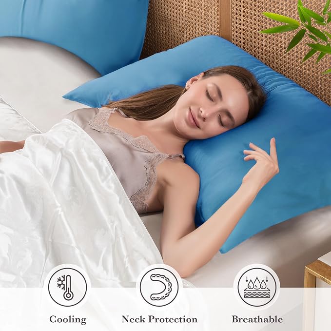 Curved Pillow Case Queen Size, Side Sleeper Pillow Cases Cover Cooling Rayon - Image 3