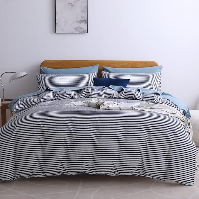 JELLYMONI 100% Natural Cotton 2pcs Striped Duvet Cover Sets, by JELLYMONI