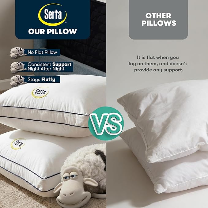 Serta Hotel Collection Bed Pillows King Size Set of 2, 400 Thread Count 100% - Image 3