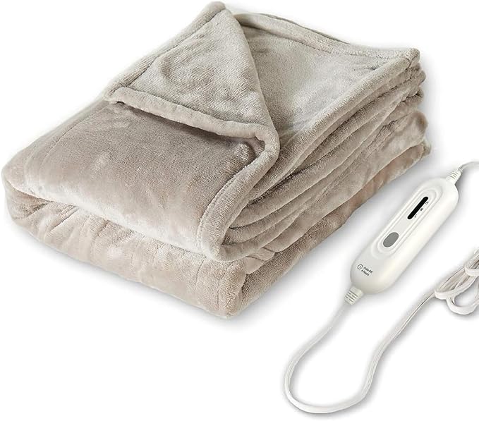 Tefici Heated Blanket Throw 50"x60", Ultra Soft 2-Layer Flannel Electric Blanket by StayWarmStayHappy