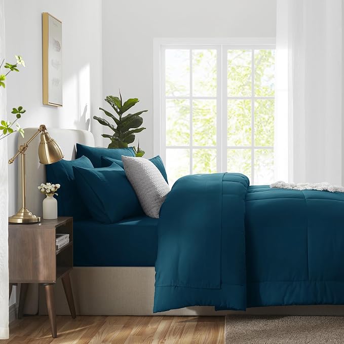 CozyLux Full Size Comforter Set Lyons Blue, 7 Pieces Bed in a Bag, All Season - Image 9