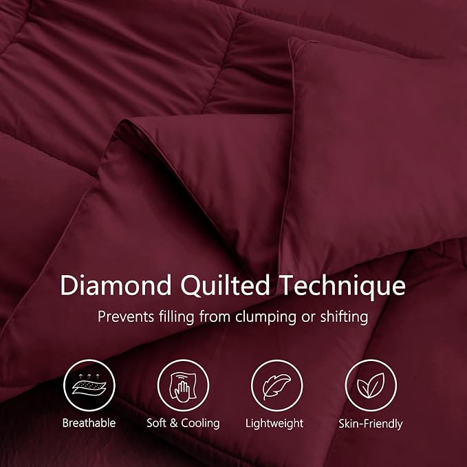 TEXARTIST Premium 2100 Series King Comforter All Season Breathable Burgundy - Image 2