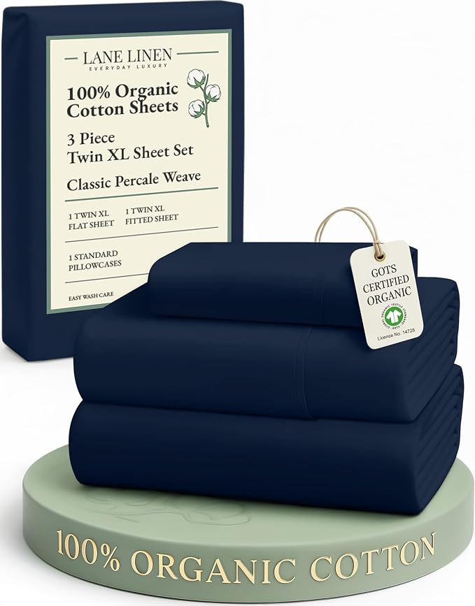 LANE LINEN 100% Organic Cotton Mercerized Twin XL Sheet Set, Reinforced Seams by LaneLinen