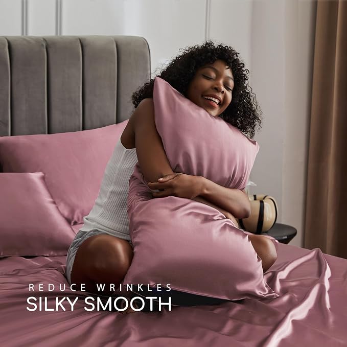 MR&HM Satin Bed Sheets, Queen Size Sheets Set - Image 3