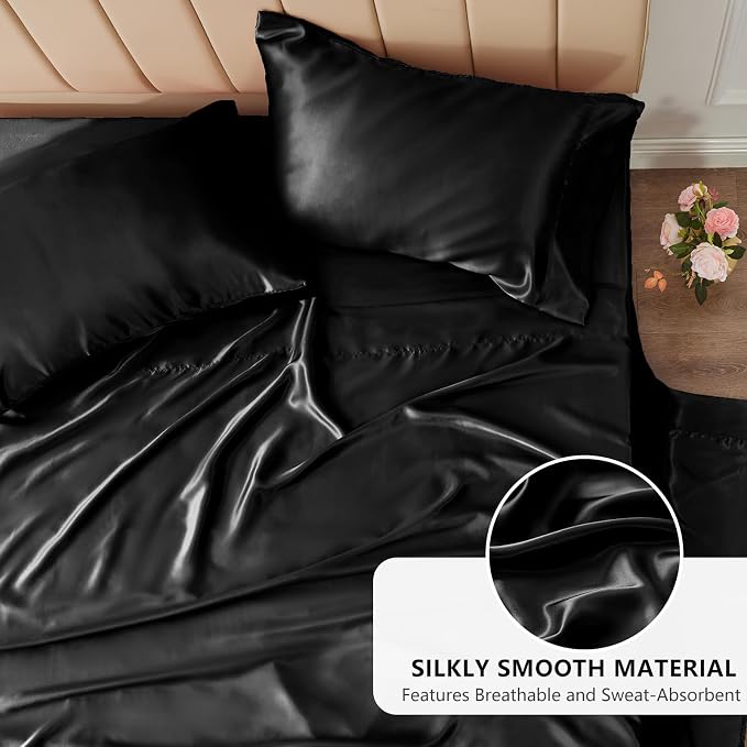 CozyLux Satin Sheets Queen Size Bed Set - Image 3