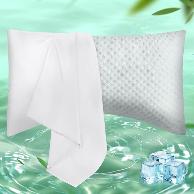Curved Pillow Case Queen Size, Side Sleeper Pillow Cases Cover Cooling Rayon by JamRest