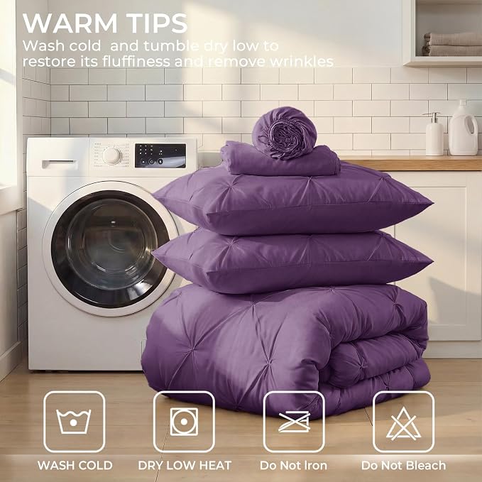 Sasttie Twin XL Comforter Set, 5-Piece Bed in a Bag, Pintuck Bedding Sets - Image 8