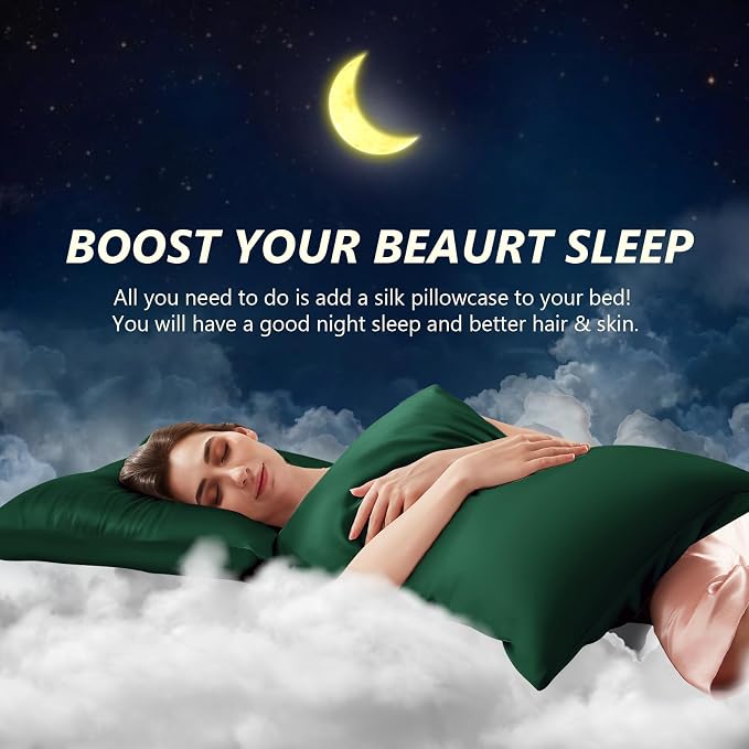 Silk Pillow Cases 2 Pack King Size Mulberry Silk Pillowcase Set of 2 - Image 3