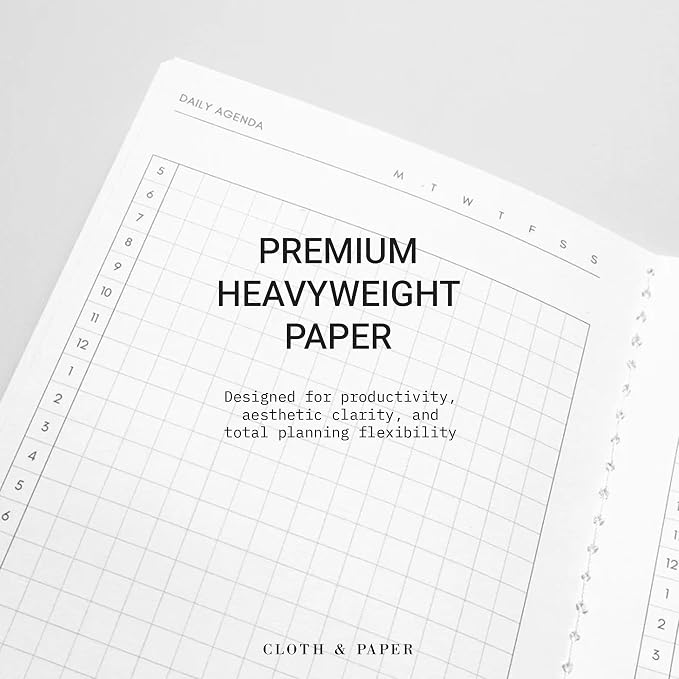 Cloth & Paper Travel Notebook | Daily Planner Agenda – Aspen | A5 Slim Planner - Image 4
