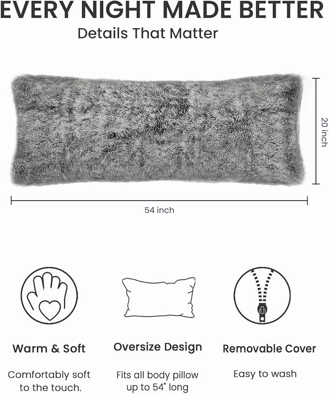 ZonLi Fuzzy Body Pillow Cover, Faux Fur Long Pillow Cover - Image 4