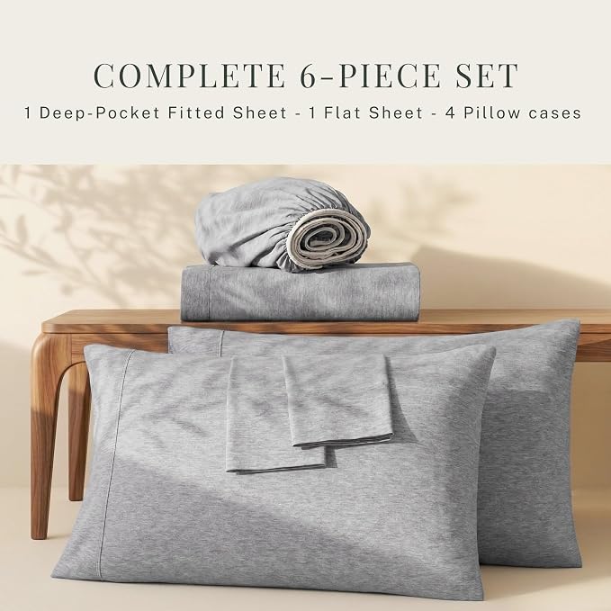 Hearth & Harbor Bed Sheets, Luxury Soft 6 Piece Bed Sheet Set Extra Deep Pocket - Image 5