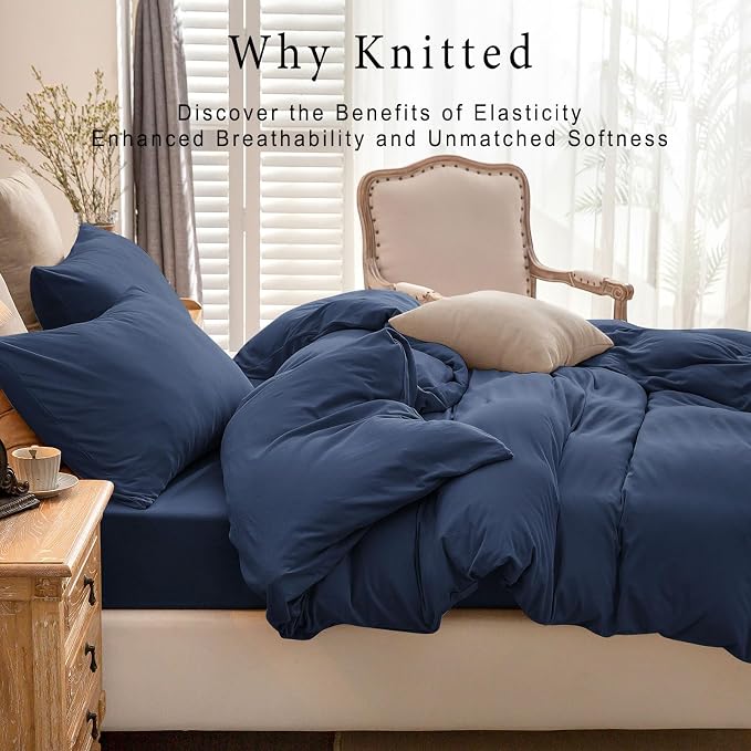 PURE ERA Jersey Knit Duvet Cover Set 100% T-Shirt Cotton Super Soft Comfy 3pc - Image 2