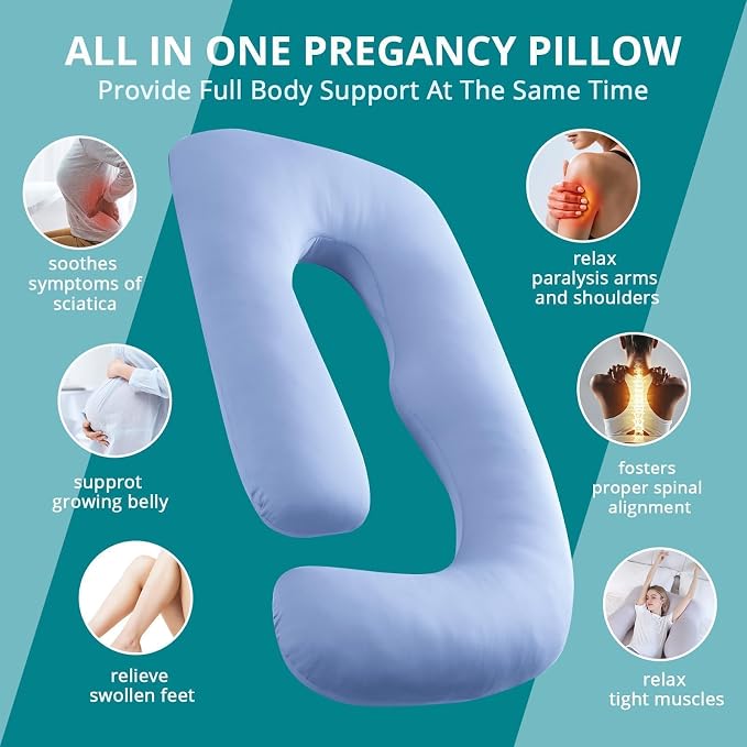 Sasttie Pregnancy Pillows for Sleeping, U Shaped Cooling Full Body Pillow - Image 6