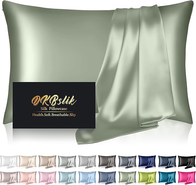 Silk Pillowcase for Hair and Skin, Mulberry Silk Pillow Cases King Size by HOME