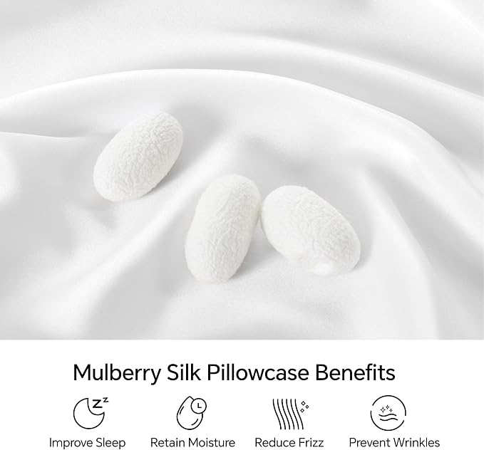INFIIXSO Mulberry Silk Pillowcase 2 Count, Silk Pillow Cases Queen Size Set - Image 2