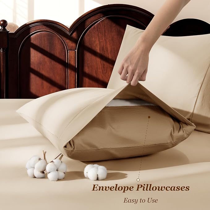 LBRO2M 1000 Thread Count 100% Egyptian Cotton Sheets Set Queen Size, 4 Piece - Image 6