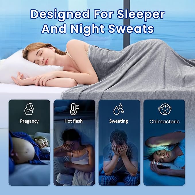Topcee Cooling Blanket for Night Sweats Absorbs Heat to Keep Adults Cool on - Image 4