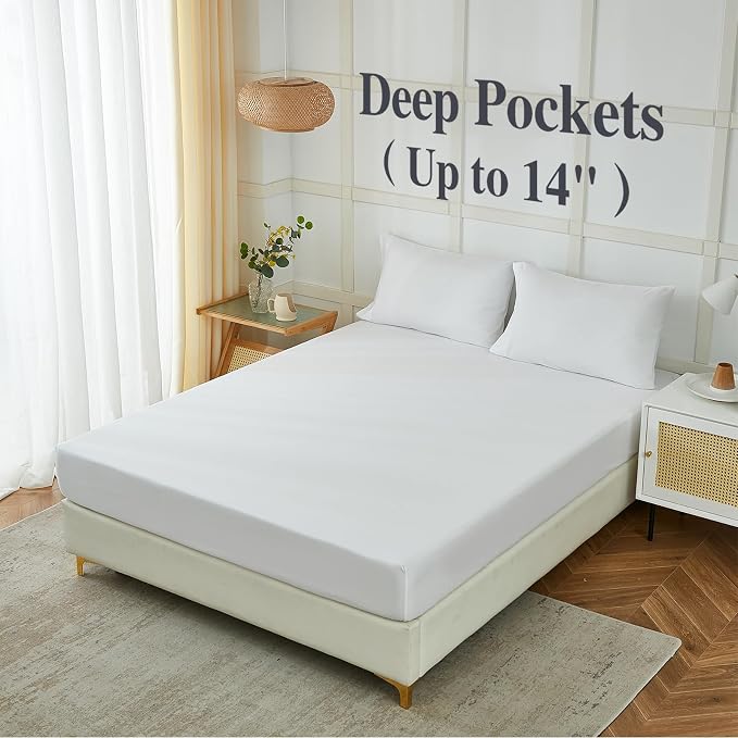 ILAVANDE White Sheets Set 4 Piece, Hotel Luxury Super Soft 1800 Series - Image 5
