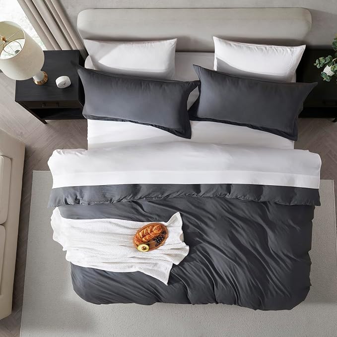 Nestl Dark Grey Duvet Cover King Size - Image 5