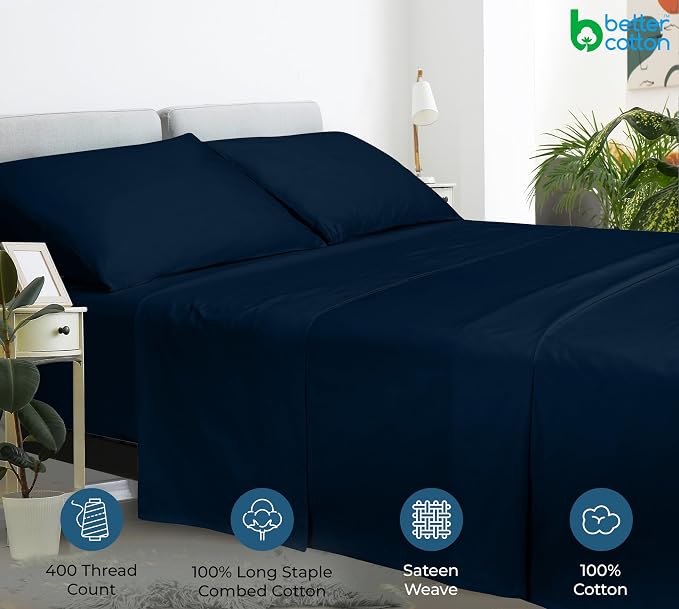 Royale Linen 400 Thread Count 100% American Grown Cotton Flat Sheet - Image 7