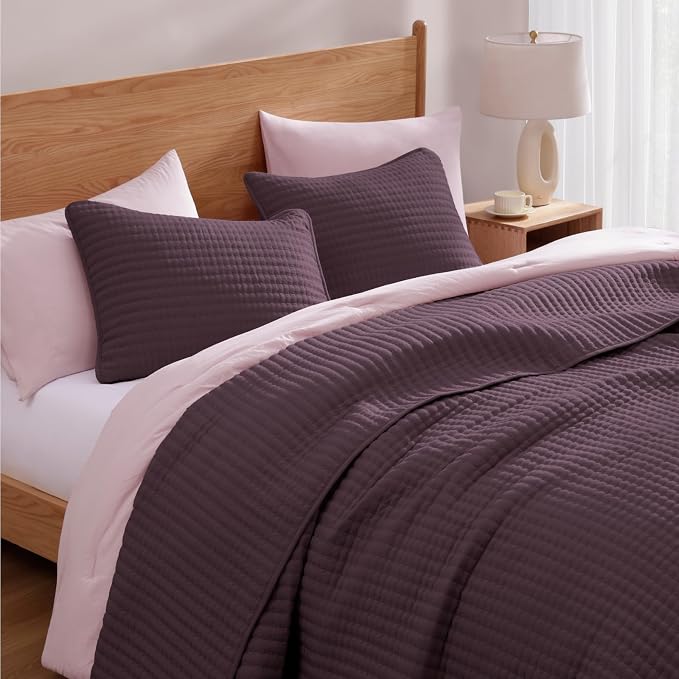 WRENSONGE King Size Quilt-3 Pieces Lightweight Italian Plum Bedspreads King - Image 3
