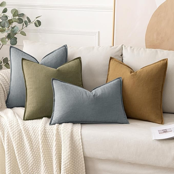 MIULEE Decorative Linen Euro Sham Pillow Covers 26x26 Gray ​Boho Farmhouse​ - Image 4
