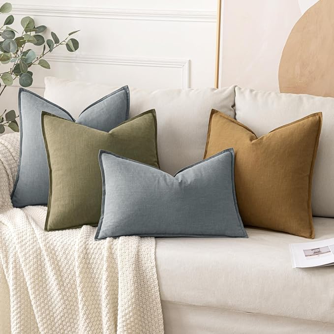 MIULEE Decorative Linen Euro Sham Pillow Covers 24x24 Gray ​Boho Farmhouse​ - Image 4