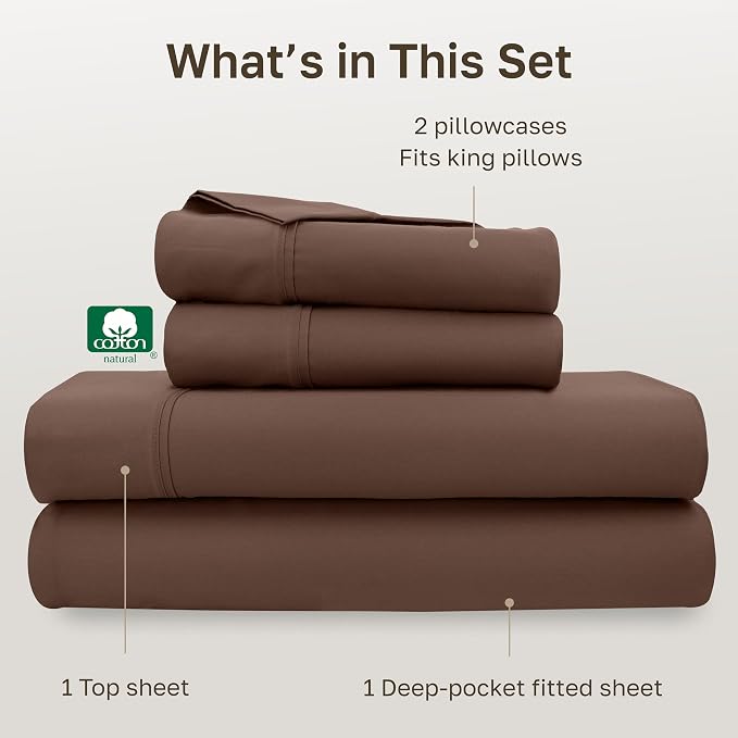 CALIFORNIA DESIGN DEN Soft 100% Cotton Bed Sheets King Size Set, 400 Thread - Image 4