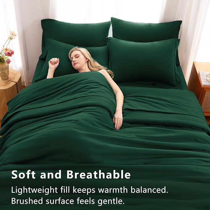 CozyLux Full Size Comforter Sets Emerald Green, 7 Pieces Bed in a Bag Full - Image 5