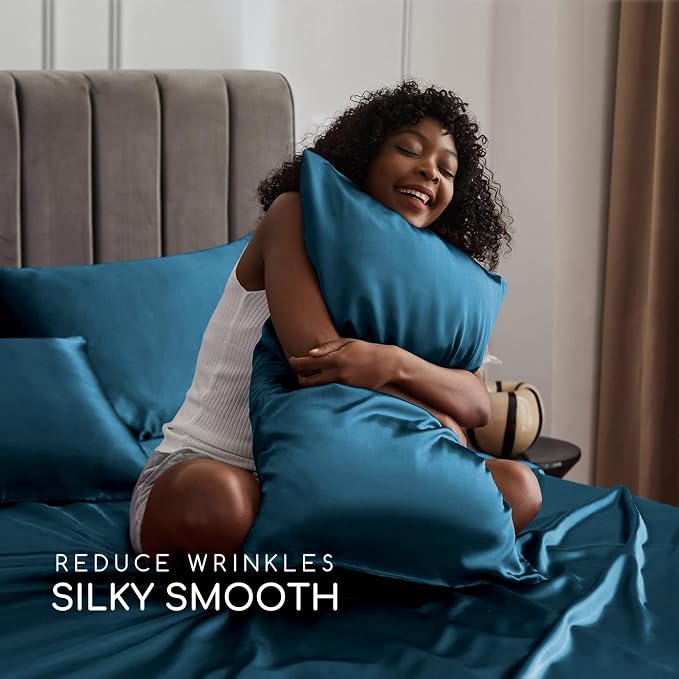MR&HM Satin Bed Sheets, Twin Size Sheets Set - Image 3