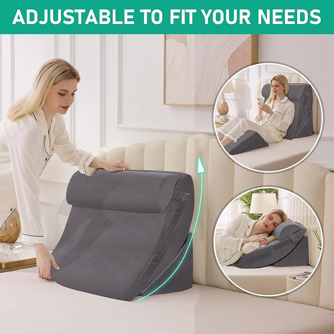4PCS Wedge Pillow Set for After Surgery, Orthopedic Bed Wedge Pillow for Back - Image 4