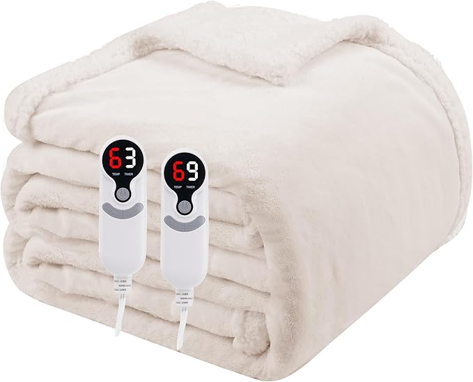 Electric Heated Blanket Queen Size 84"x90", Soft Flannel by Soypipo