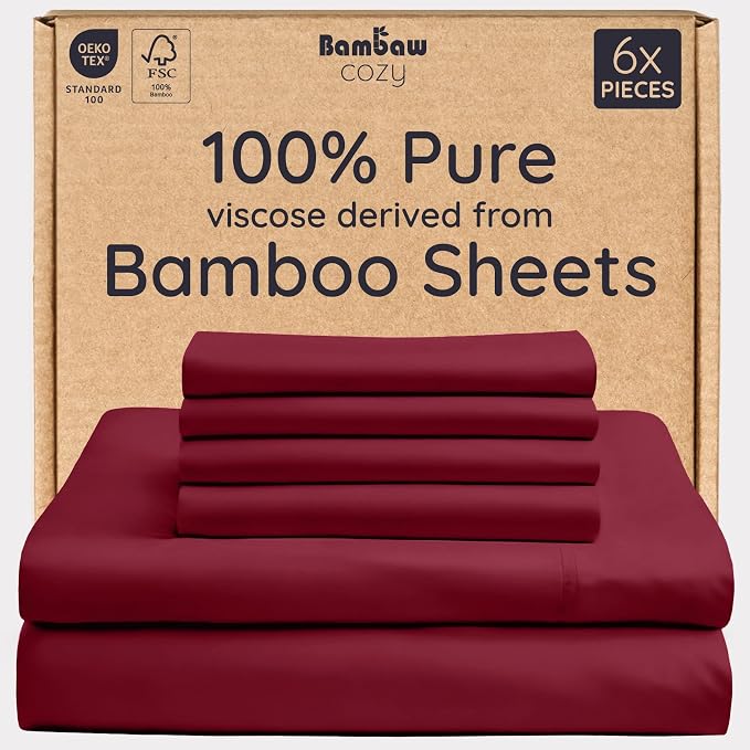 Bambaw 100% Viscose Derived from Bamboo Sheets King Set – 6pcs Set of Cooling by Bambaw